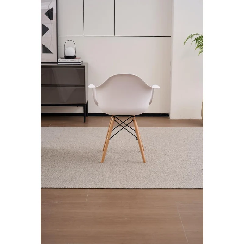 Set de 4 Sillas Eymos, Color Blanco, con Espaldar y Patas en Madera