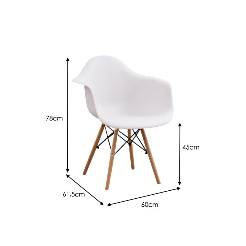 Set de 4 Sillas Eymos, Color Blanco, con Espaldar y Patas en Madera