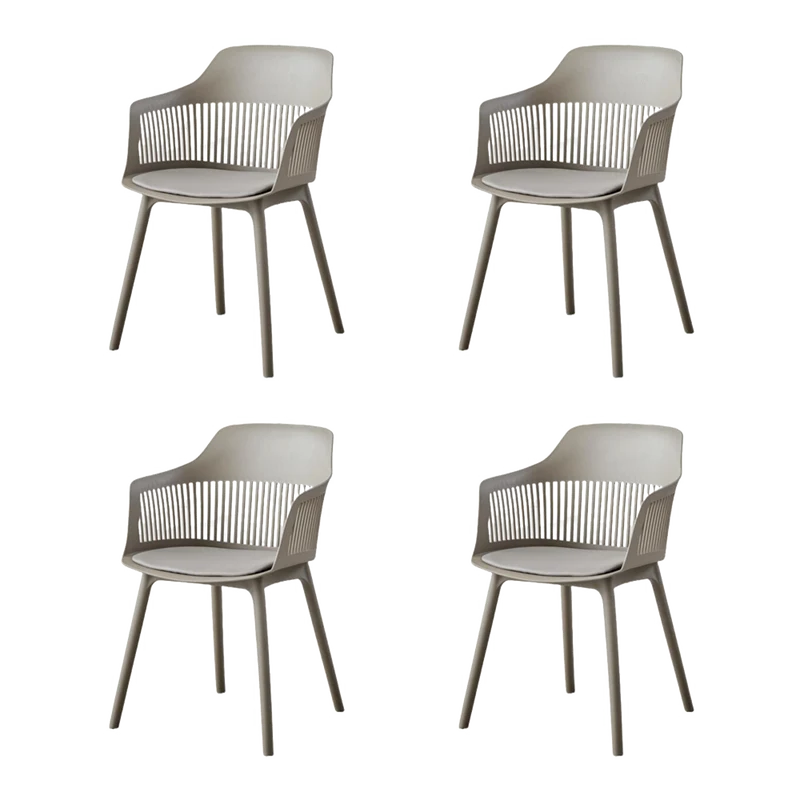Set de 4 Sillas con Cojín Max, Color Taupe, con Espaldar en Rejilla