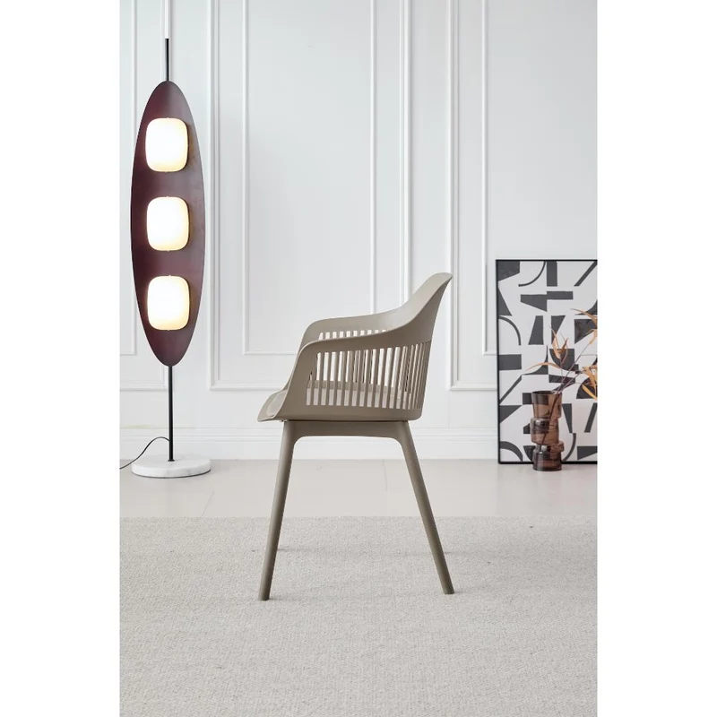 Set de 2 Sillas con Cojín Max, Color Taupe, con Espaldar en Rejilla