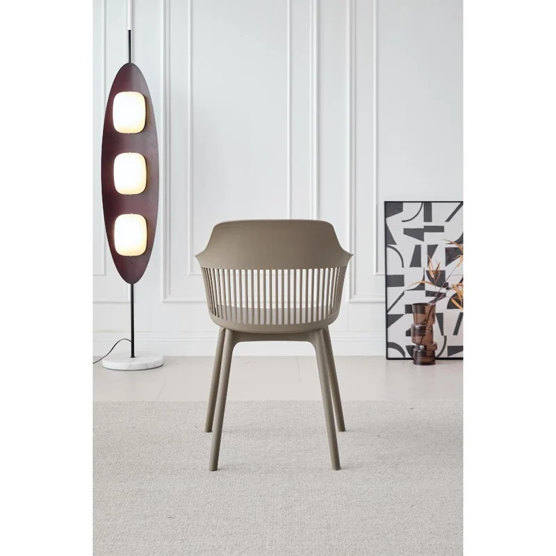 Set de 2 Sillas con Cojín Max, Color Taupe, con Espaldar en Rejilla