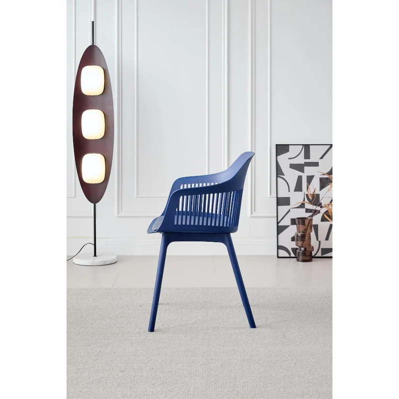 Set de 4 Sillas con Cojín Max, Color Azul, con Espaldar en Rejilla