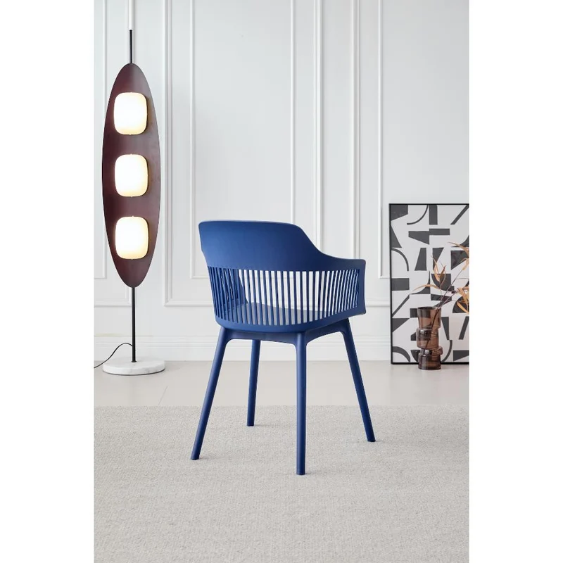 Set de 4 Sillas con Cojín Max, Color Azul, con Espaldar en Rejilla