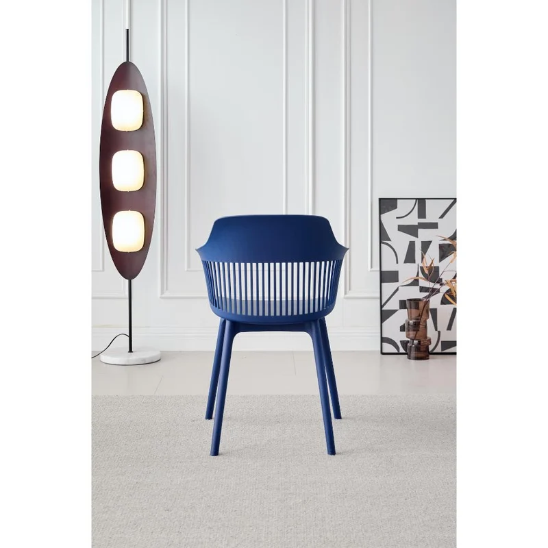 Set de 4 Sillas con Cojín Max, Color Azul, con Espaldar en Rejilla