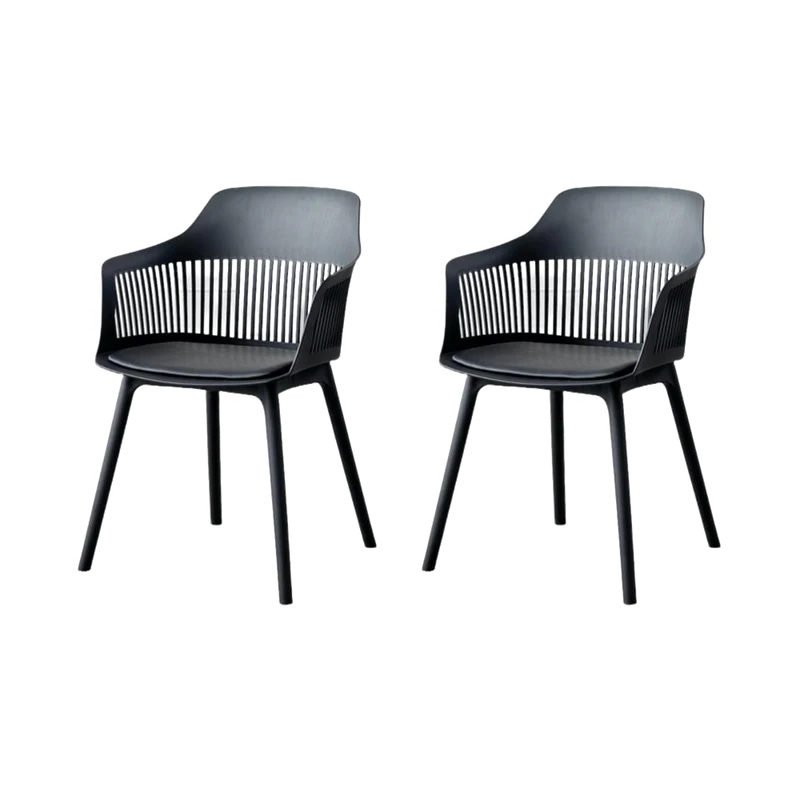 Set de 2 Sillas con Cojín Max, Color Negro, con Espaldar en Rejilla