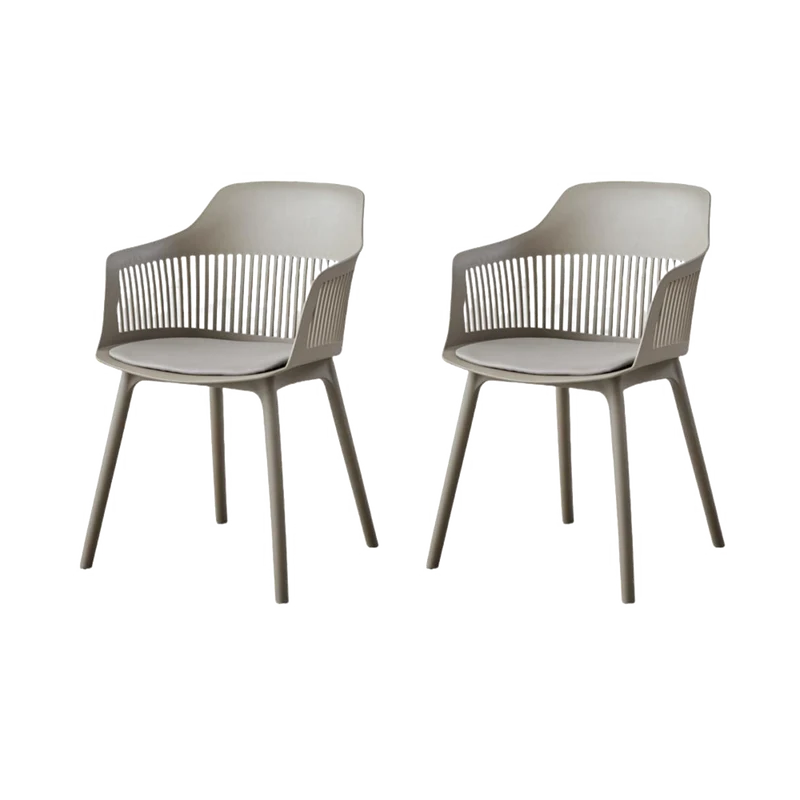 Set de 2 Sillas con Cojín Max, Color Taupe, con Espaldar en Rejilla