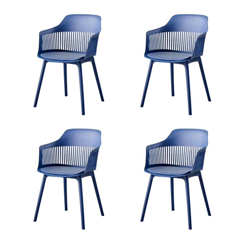 Set de 4 Sillas con Cojín Max, Color Azul, con Espaldar en Rejilla