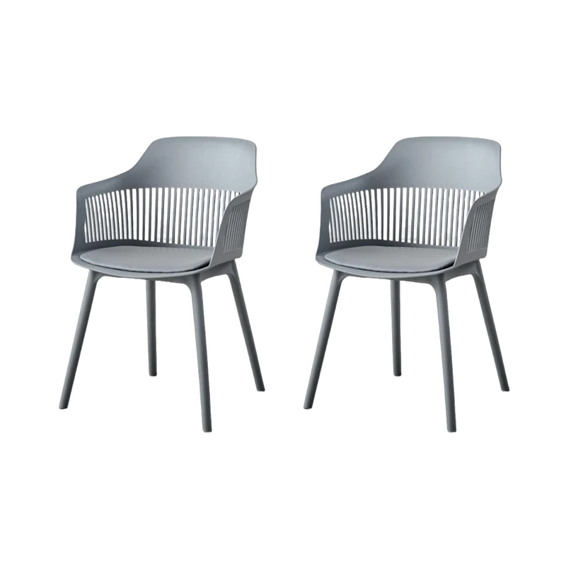 Set de 2 Sillas con Cojín Max, Color Gris Oscuro, con Espaldar en Rejilla