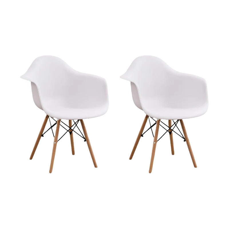 Set de 2 Sillas Eymos, Color Blanco, con Espaldar y Patas en Madera