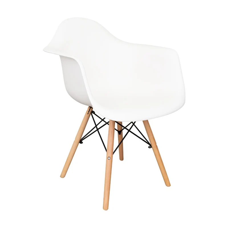Set de 2 Sillas Eymos, Color Blanco, con Espaldar y Patas en Madera