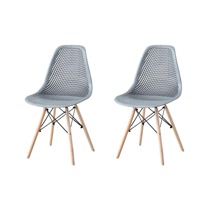 Set de 2 Sillas Aira, Color Gris Oscuro, con Espaldar y Patas en Madera