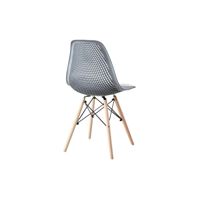 Set de 2 Sillas Aira, Color Gris Oscuro, con Espaldar y Patas en Madera