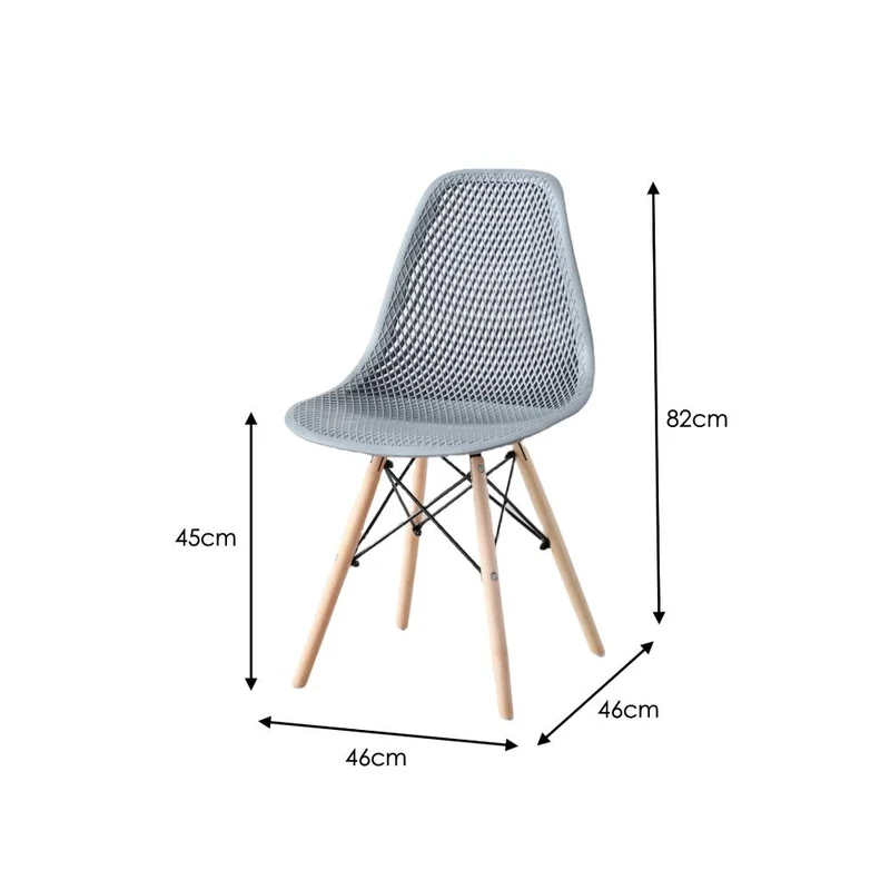 Set de 2 Sillas Aira, Color Gris Oscuro, con Espaldar y Patas en Madera