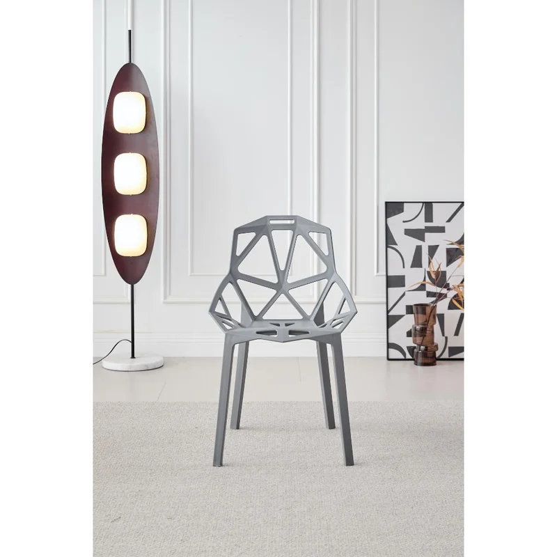 Set de 2 Sillas Roxy, Color Gris Oscuro, con Espaldar y Diseño Moderno