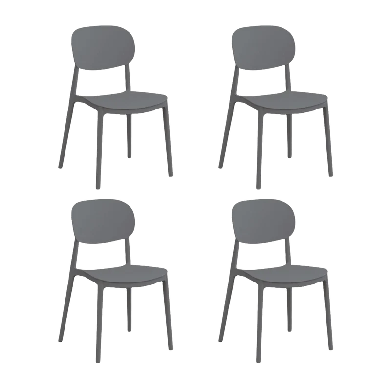 Set de 4 Sillas Milán, Color Gris Oscuro, con Espaldar y Diseño Moderno