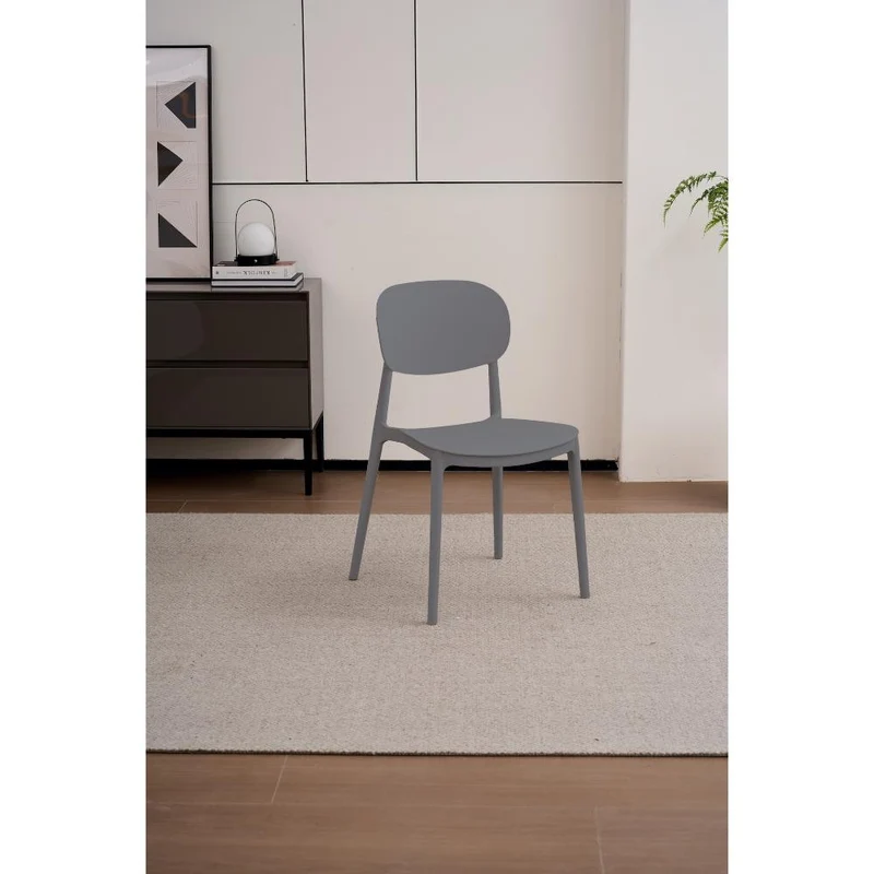 Set de 2 Sillas Milán, Color Gris Oscuro, con Espaldar y Diseño Moderno