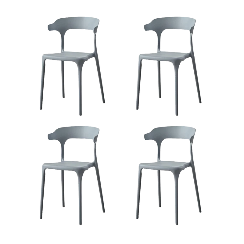 Set de 4 Sillas Elena, Color Gris Oscuro, con Espaldar y Diseño Moderno