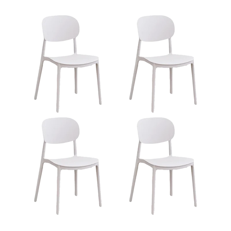 Set de 4 Sillas Milán, Color Blanco, con Espaldar y Diseño Moderno
