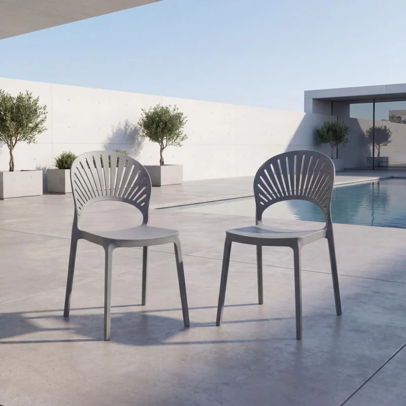 Set de 2 Sillas Paraíso, Color Gris Oscuro, con Espaldar y Diseño Moderno