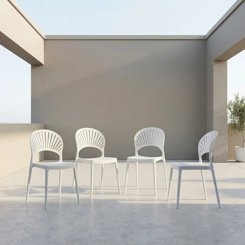 Set de 4 Sillas Paraíso, Color Blanco, con Espaldar y Diseño Moderno
