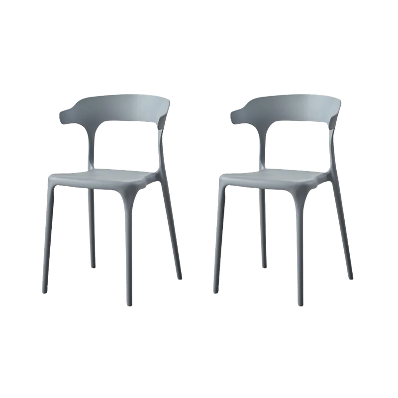 Set de 2 Sillas Elena, Color Gris Oscuro, con Espaldar y Diseño Moderno