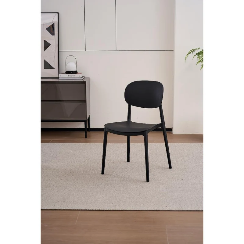 Set de 2 Sillas Milán, Color Negro, con Espaldar y Diseño Moderno