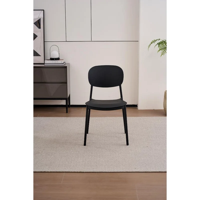 Set de 2 Sillas Milán, Color Negro, con Espaldar y Diseño Moderno