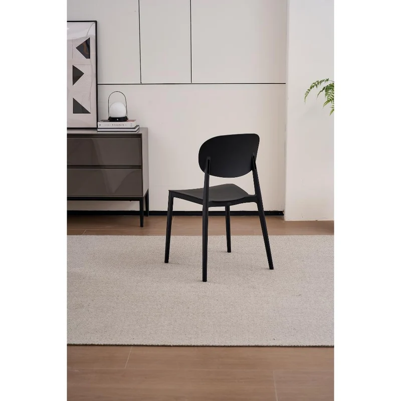 Set de 2 Sillas Milán, Color Negro, con Espaldar y Diseño Moderno