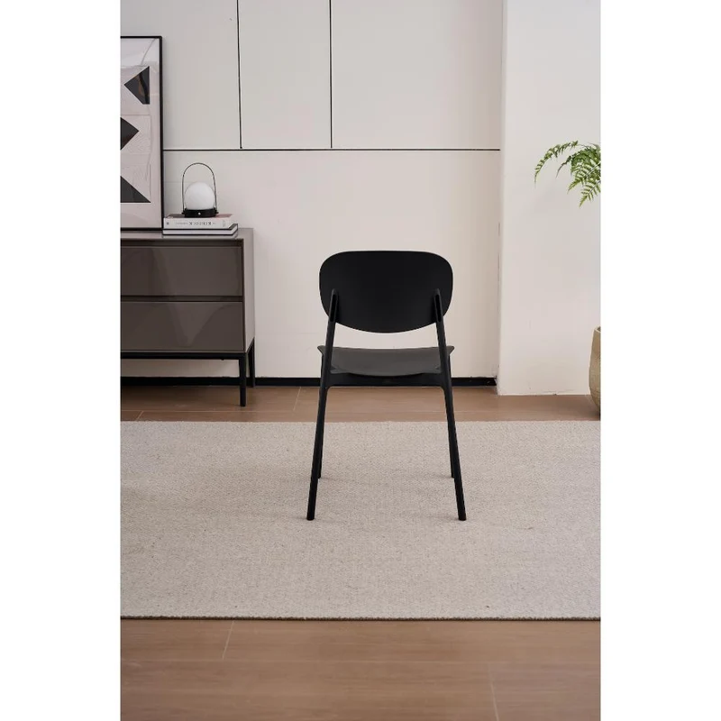 Set de 2 Sillas Milán, Color Negro, con Espaldar y Diseño Moderno