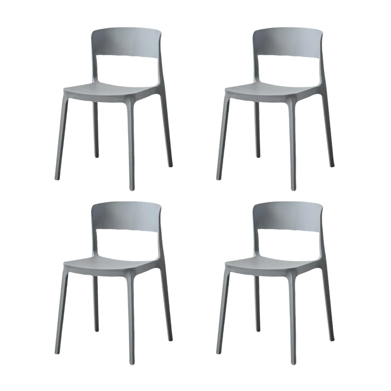 Set de 4 Sillas Mónaco, Color Gris Oscuro, con Espaldar y Diseño Moderno