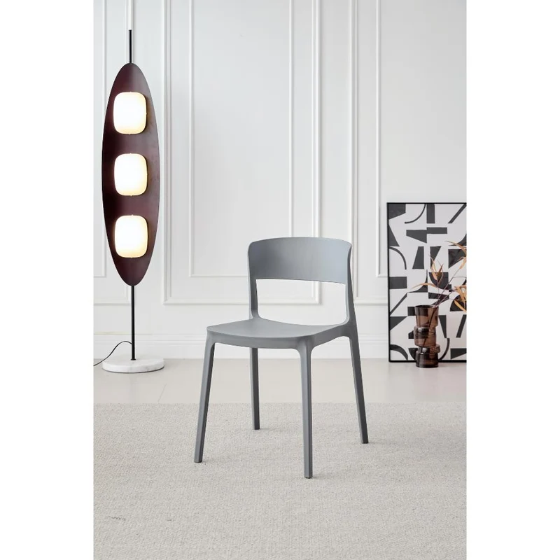 Set de 4 Sillas Mónaco, Color Gris Oscuro, con Espaldar y Diseño Moderno