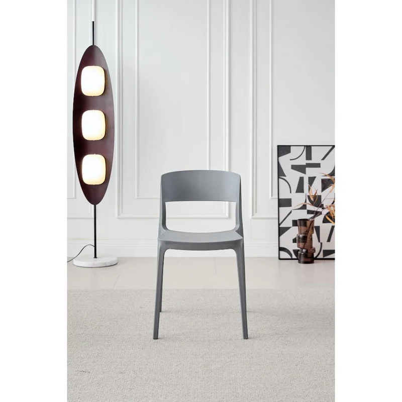 Set de 4 Sillas Mónaco, Color Gris Oscuro, con Espaldar y Diseño Moderno