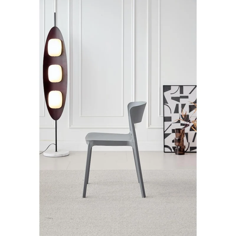 Set de 4 Sillas Mónaco, Color Gris Oscuro, con Espaldar y Diseño Moderno