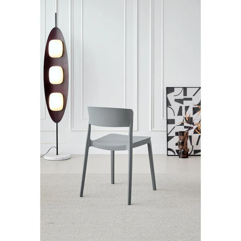 Set de 4 Sillas Mónaco, Color Gris Oscuro, con Espaldar y Diseño Moderno