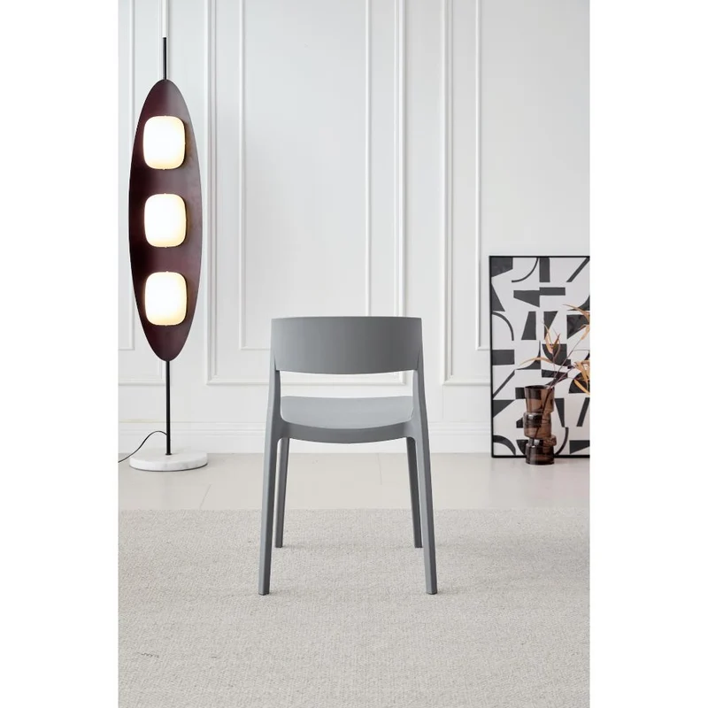 Set de 4 Sillas Mónaco, Color Gris Oscuro, con Espaldar y Diseño Moderno