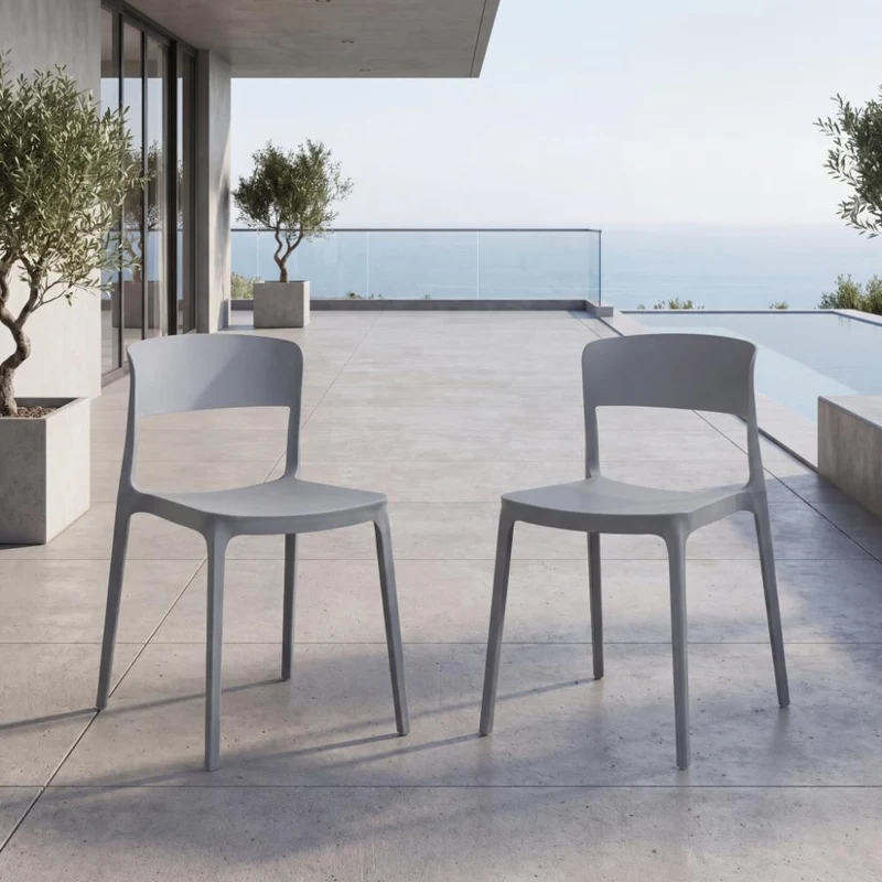 Set de 2 Sillas Mónaco, Color Gris Oscuro, con Espaldar y Diseño Moderno