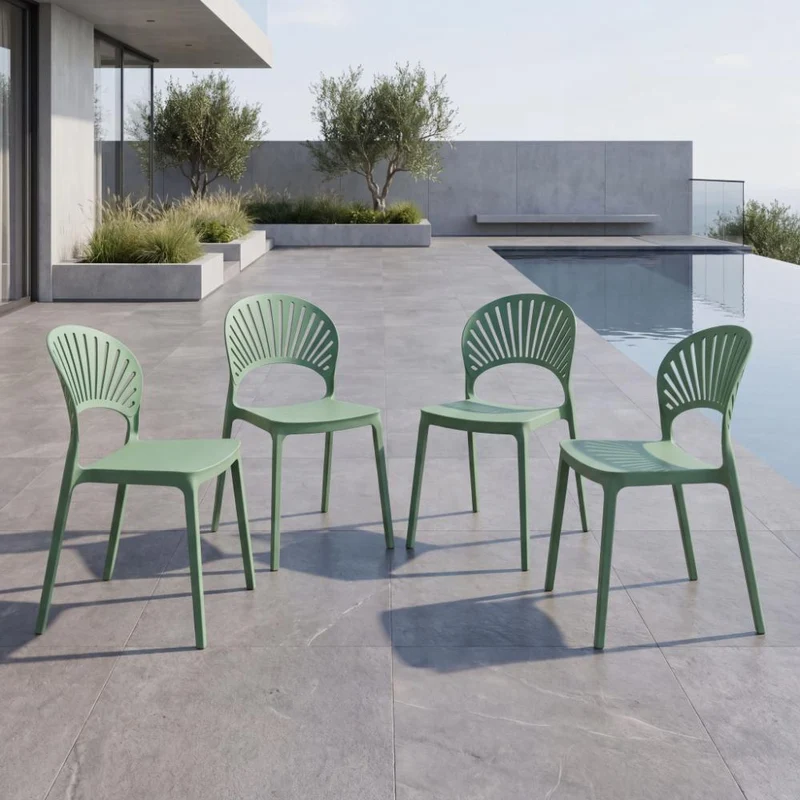 Set de 4 Sillas Paraíso, Color Verde Oliva, con Espaldar y Diseño Moderno