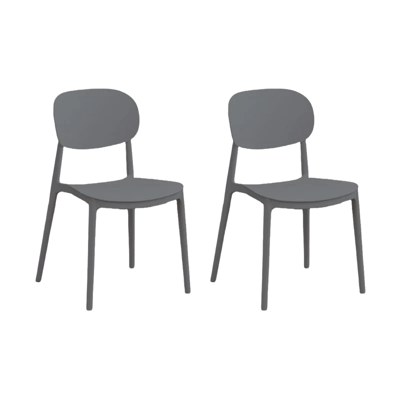 Set de 2 Sillas Milán, Color Gris Oscuro, con Espaldar y Diseño Moderno