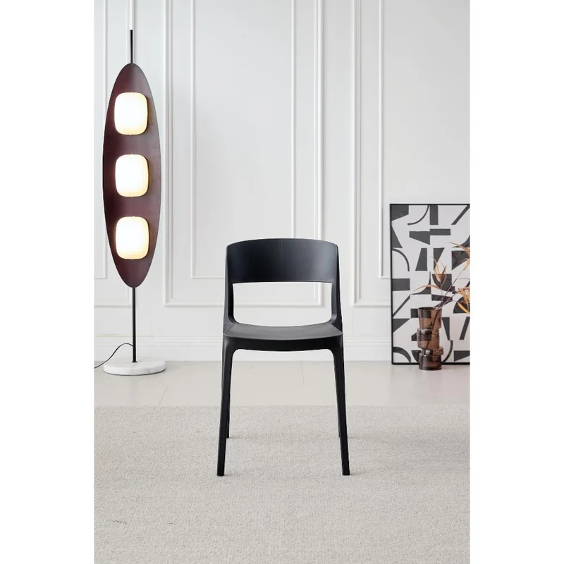 Set de 4 Sillas Mónaco , Color Negro, con Espaldar y Diseño Moderno
