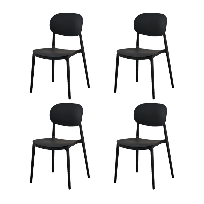 Set de 4 Sillas Milán, Color Negro, con Espaldar y Diseño Moderno