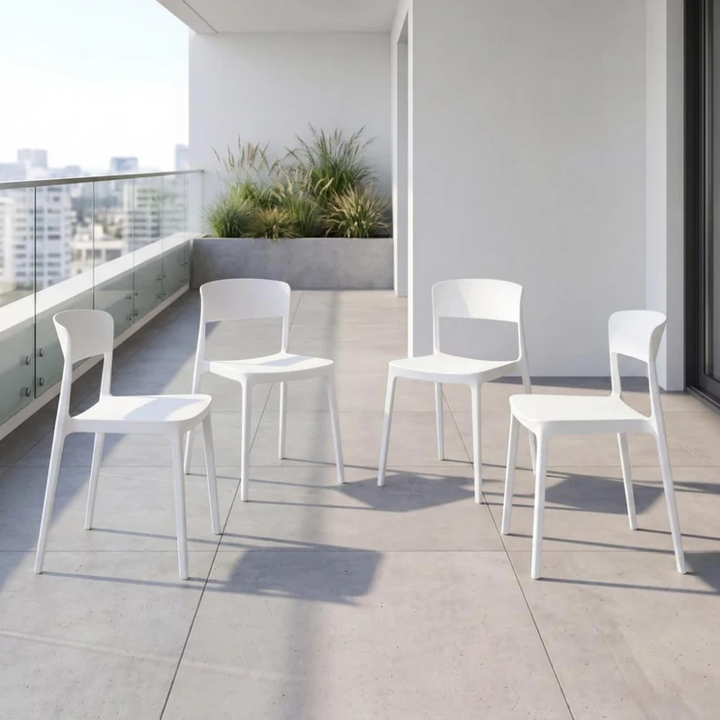 Set de 4 Sillas Mónaco, Color Blanco, con Espaldar y Diseño Moderno