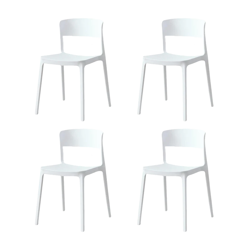 Set de 4 Sillas Mónaco, Color Blanco, con Espaldar y Diseño Moderno