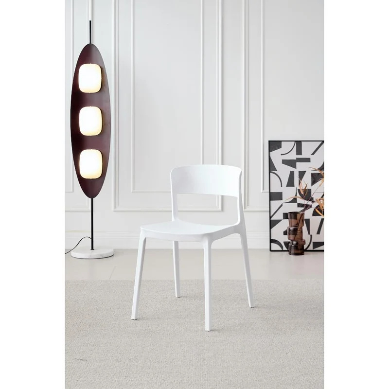 Set de 4 Sillas Mónaco, Color Blanco, con Espaldar y Diseño Moderno