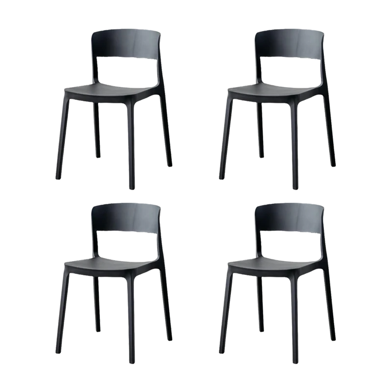 Set de 4 Sillas Mónaco , Color Negro, con Espaldar y Diseño Moderno