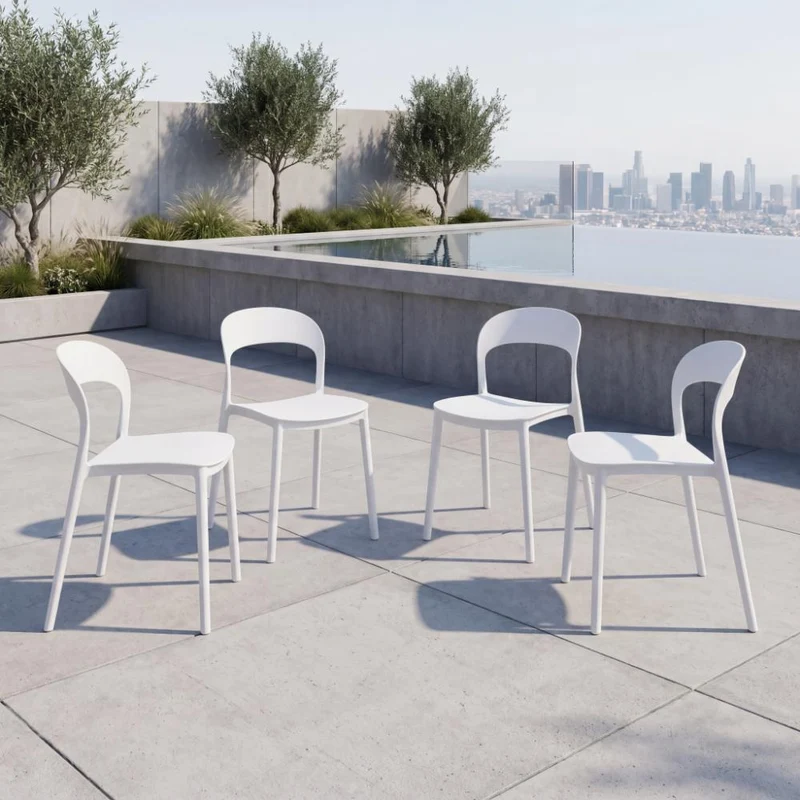 Set de 4 Sillas Patrick, Color Blanco, con Espaldar y Diseño Moderno