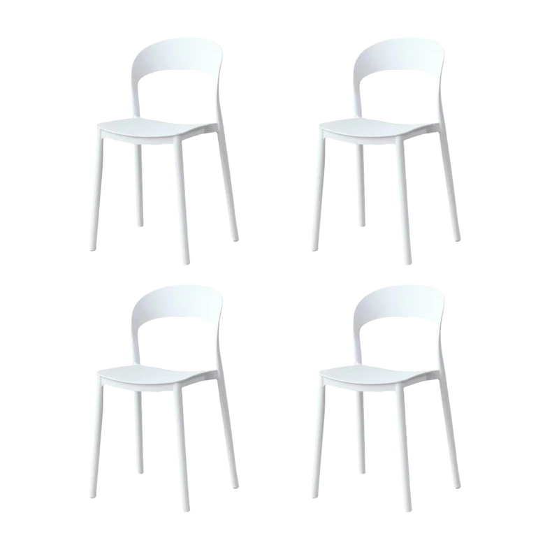 Set de 4 Sillas Patrick, Color Blanco, con Espaldar y Diseño Moderno