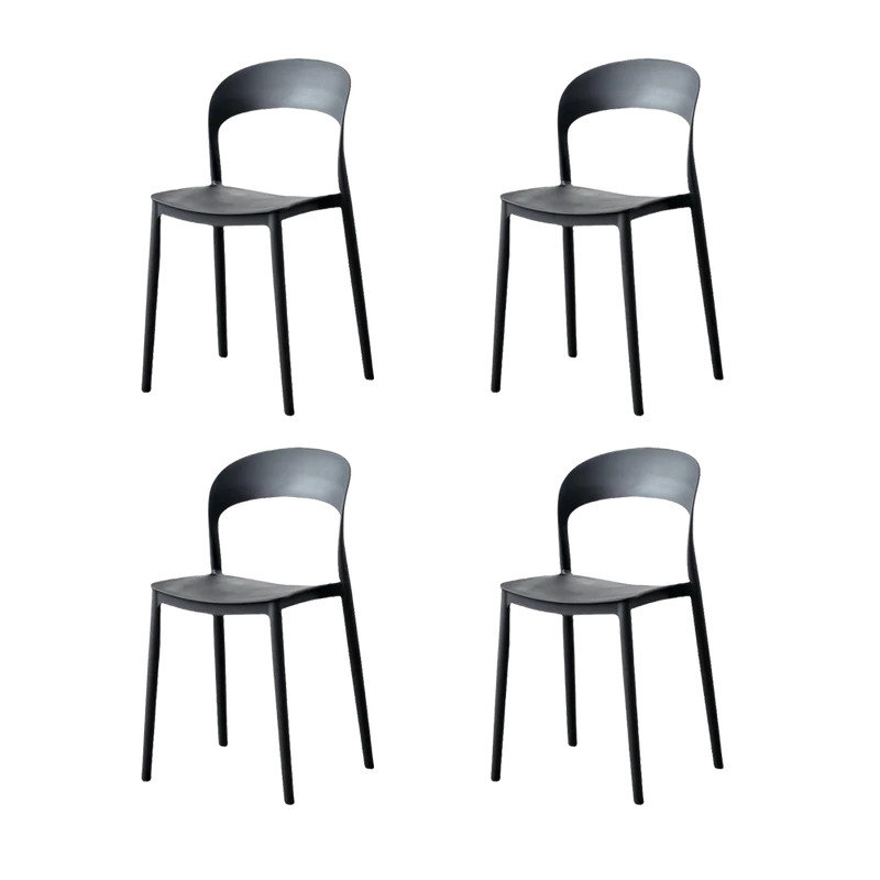 Set de 4 Sillas Patrick, Color Negro, con Espaldar y Diseño Moderno