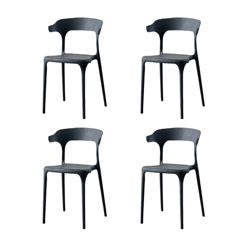 Set de 4 Sillas Elena, Color Negro, con Espaldar y Diseño Moderno
