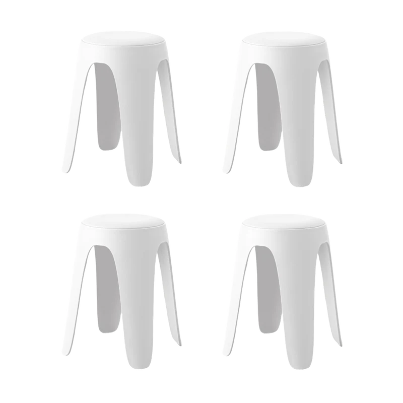 Set de 4 Butacos con Cojín Else, Color Blanco, Diseño Moderno Incluye Cojín