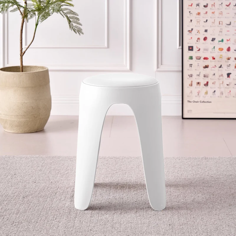 Set de 2 Butacos con Cojín Else, Color Blanco, Diseño Moderno Incluye Cojín